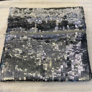 Silver beaded clutch